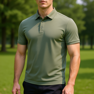 Polo de golf pour homme à séchage rapide, col montant, haut de sport décontracté - Product Image 3