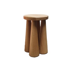 Table basse moderne en bois avec plateau rond et base sphérique, faite à la main, style mid-century, décoration de salon - Product Image 3