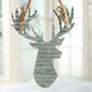 Plaque décorative en métal en forme de tête de cerf découpée, à suspendre, pour la maison, thème animal - Product Image 1