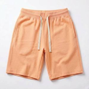 Pantalones cortos tipo Bermuda de algodón de color sólido para hombre, con cintura con cordón, estilo casual, tiro medio, tela transpirable de punto, con bolsillos. - Product Image 1