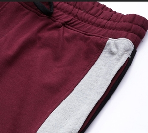 Pantalones Deportivos de Felpa de Algodón Color Granate para Hombre, con Franja Lateral, Cintura Elástica con Cordón, Tejido Transpirable, Ropa Casual de Invierno - Product Image 4