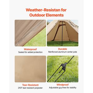 Tenda Tipi Invernale per 4 Persone con Foro per Stufa e Protezione Neve, Pali in Alluminio, Portatile - Product Image 5