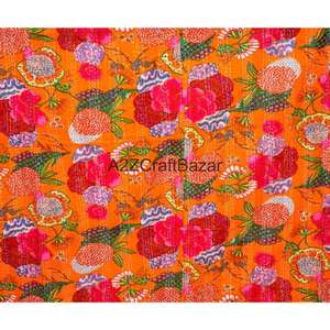 Edredón Kantha de Algodón Orgánico, Estampado, Hecho a Mano en India, Vintage, Cosido a Mano, para Uso en Hoteles, Ecológico, para Todas las Estaciones - Product Image 2