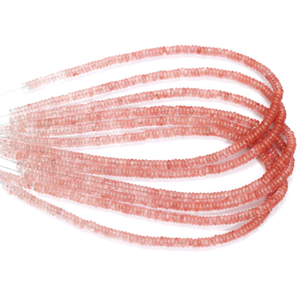 Cuentas de cuarzo color sandía en forma de rondel plano de 5-6 mm, cuentas espaciadoras de piedra preciosa rojo coral, suministros para la fabricación de joyería con rondel liso. - Product Image 2