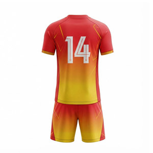 Custom Sublimated <b>Soccer</b> Jersey Set Men's Red Yellow Gradient 100% Polyester Moisture Wicking Short Sleeve Uniforms Adult Size - Product Image 3