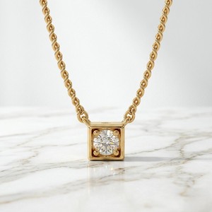 0.10CTW Round Brilliant <b>Frame</b>-Set Diamond Solitaire Necklace. - Product Image 3