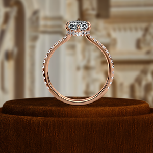Anillo de Compromiso con Diamante Cultivado en Laboratorio de 1.5CT, Anillo Solitario con Diamantes Pavé, Anillo de Promesa con Diamante Certificado por IGI, Anillo con Banda de Diamantes Semi-Pavé - Product Image 1