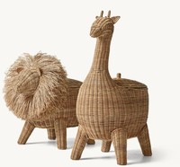 Panier de rangement pour bébé en rotin tressé écologique de haute qualité, organisateur de jouets, décoration intérieure rustique vintage mini