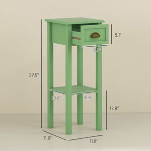 Consolle a 2 livelli verde con cassetto e ripiano, tavolino per soggiorno e corridoio - Product Image 3