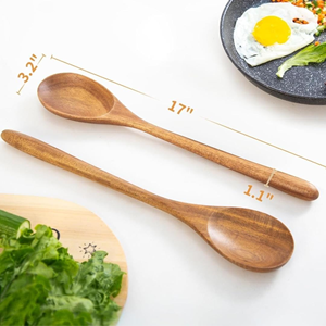 Ensemble d'ustensiles de cuisine en bois d'acacia rustique, 2 pièces, cuillères de cuisson ultra-résistantes à la chaleur, vente en gros du Vietnam - Product Image 2