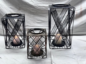 Sonnet Decor Black Iron Wire <b>Lantern</b> <b>Set</b> 3 Handmade Durable Metal Candle Holders for Home Decoration Christmas Digital Printing - Product Image 3