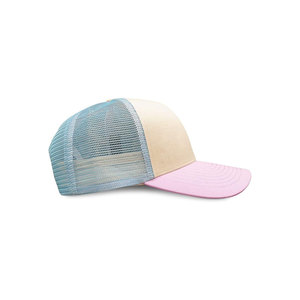 Gorra Trucker Unisex de Malla Beige y Azul, 6 Paneles, Ajustable, Visera Rosa, Casual, Primavera/Verano - Product Image 2