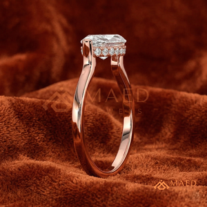 Anillo Solitario Marquise de Oro Rosa Estilo Oriente-Oeste – Anillo de Compromiso Horizontal Único en Oro Rosa - Product Image 2