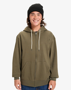 Sweat-shirt décontracté à capuche vert olive pour femme, coupe oversize, couleur unie, manches longues, 320 g, collection 2026 - Product Image 1