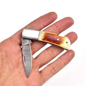 Cuchillos Plegables de Acero de Damasco Hechos a Mano de Primera Calidad con Empuñadura Decorativa de Hueso y Diseño de Bloqueo para Caza y Camping al Aire Libre - Product Image 5