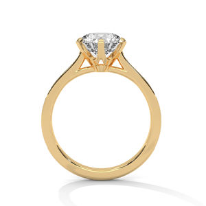 Anillo de compromiso con diamantes cultivados en laboratorio en forma de pavé en oro – Delicado anillo de diamantes solitario con micro pavé para novias - Product Image 2
