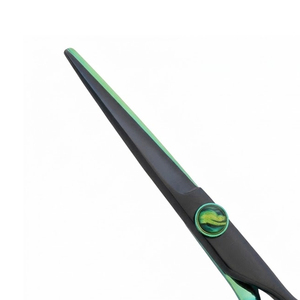 Ciseaux de coiffure professionnels de haute qualité, design ergonomique, lame noire mate avec accents vert irisé, outil de salon de coiffure - Product Image 5