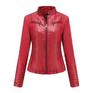 Veste en cuir tendance avec col rabattable, manches longues, style automne, vêtements d'extérieur décontractés pour femmes, qualité supérieure, durable - Product Image 3