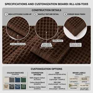Juego de Toallas de Baño de Algodón Tipo Waffle de 400 a 599 GSM, Colores y Logotipo Personalizados para Compradores Mayoristas de Marca Privada - Product Image 4