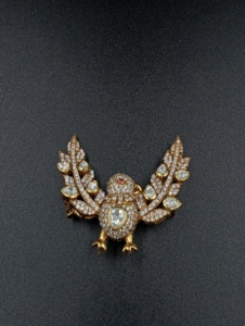 brooch in eagle design with polki stone in <b>silver</b> jewelry 925 for wedding party wear brooch brooch for gift handmade brooch - Product Image 4