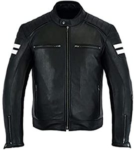 Chaqueta de Motociclista de Cuero Genuino Premium, Estilo Café Racer, Marrón Desgastado, para Hombre, de Alta Calidad, Corte Ajustado, Piel de Oveja Suave, Resistente al Viento - Product Image 4