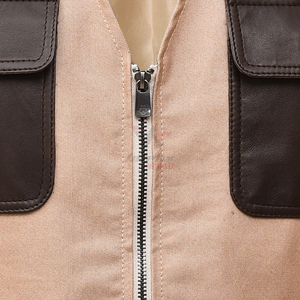 Chaleco de Lona para Hombre con Cierre de Cremallera, Bolsillos de Cuero, Estilo Casual de Otoño, Diseño con Cuello en V, Color Sólido, Chaleco Utilitario - Product Image 6