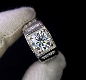 3 Carat Men's Moissanite Prong Setting Engagement <b>Ring</b> 14K Gold Plated 925 Sterling <b>Silver</b> <b>Statement</b> Wedding Band - Product Image 2