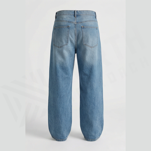 Jean en denim délavé coupe droite pour homme, taille haute, coupe ample, en coton, style décontracté, idéal pour le printemps - Product Image 2