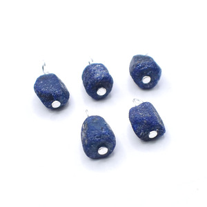 Lapis Lazuli Wire Wrapped Pendant <b>Silver</b> Plated Natural Raw 8 - 10mm Gemstone <b>Charm</b> Jewelry Making Supply Birthstone February - Product Image 4