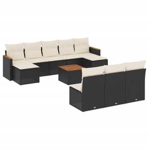 Conjunto de Sofás de Jardín en Blanco Crema y Negro - Product Image 2