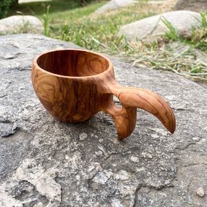 Premium Hand Carved Wooden Kuksa Cup Rustic Nordic Mug <b>Bar</b> <b>Tool</b> For Cocktail Outdoor Coffee Tea and Hot Drinks - Product Image 4
