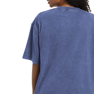 Custom Made Product Women Ringer Acid Wash T Shirt Breathable High Quality Cotton Blended Material Regular Length Distress Tee - Product Image 4