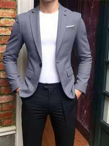 Blazers décontractés pour hommes de haute qualité, personnalisés, à simple boutonnage, style décontracté, OEM ODM, costume formel haut de gamme, grande taille - Product Image 3