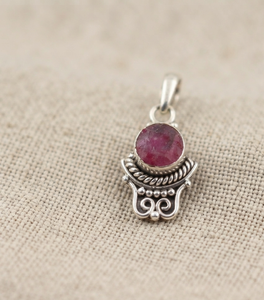 925 Sterling Silver Natural Pink <b>Ruby</b> Gemstone Bezel Setting Minimalist Pendant <b>Necklace</b> Handmade Vintage Jewelry Rose Gold - Product Image 5
