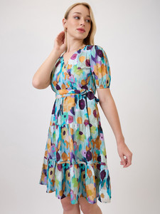 ชุดเดรสลำลองสำหรับผู้หญิง เดรสยาวปานกลาง ผ้าจอร์เจตต์ เอวธรรมชาติ เป็นมิตรกับสิ่งแวดล้อม ทรงทันสมัย คอวี ชุดเดรสฤดูร้อน - Product Image 2