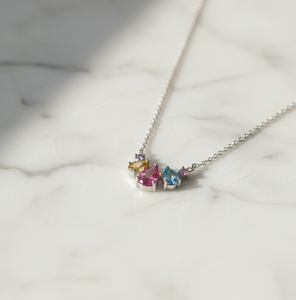 Collar con Colgante de Múltiples Formas de 16 Pulgadas, Plata de Ley 925, Collar con Colgante Chapado en Oro de 18K para Mujer, Regalo de Cumpleaños - Product Image 1