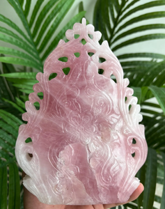 Statue de Ganesha en quartz rose sculptée à la main, idole décorative du dieu hindou Ganesh Murti pour la maison, le temple ou comme cadeau - Product Image 4