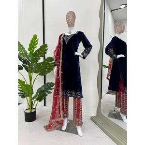 Conjunto Elegante de Top y Pantalón con Dupatta para Fiesta, Talla XL - Product Image 2