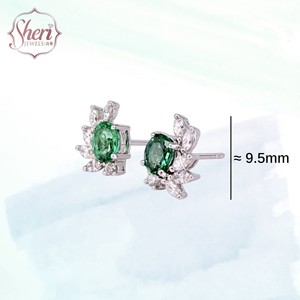 [Sheri Jewels] Hot Sale Women's 18K Solid White Gold Marquise Diamond Natural Emerald Stud Earrings - <b>Gift</b> to her - Product Image 2