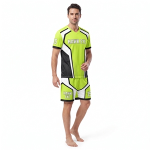 Camiseta de Fútbol Sublimada Personalizada para Hombre, Cuello en V, Manga Corta y Pantalones Cortos, 100% Poliéster, Corte Atlético, Ropa Deportiva para Adultos - Product Image 1