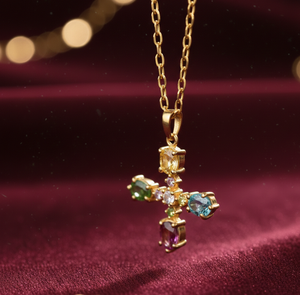 Collar con Colgante de Piedras Multicolores Ovaladas de Primera Calidad, con Circonitas Cúbicas, Plata de Ley 925, Chapado en Oro de 18K, Collar de Diseño para Mujer - Product Image 4