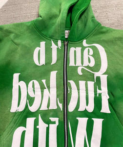 Sudadera con Capucha de Moda para Hombre, con Pedrería, de Gran Tamaño, con Bordado Desgastado - Product Image 2