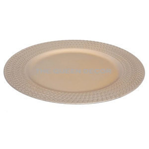 Super Quality Hammered Texture Round Shape Stainless Steel Metal Use Hotel Restaurant Kitchen Table Charger <b>Plates</b> - Product Image 2