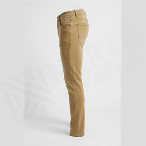 Jean en denim de coton coupe droite taille haute ajustée pour homme, style décontracté automne, couleur unie - Product Image 3