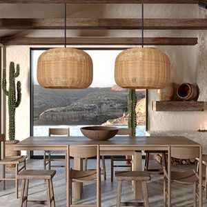 Vintage Bohemian <b>Wicker</b> Bamboo Rattan Pendant Light Modern Handmade Bamboo Lampshade Natural Pendant Light for Home Hotel Decor - Product Image 2