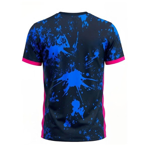 เสื้อยืดแขนสั้นผู้ชาย ทรงปกติ แห้งเร็ว ลายพิมพ์สีน้ำเงิน สไตล์สตรีทแวร์ คอกลม ผ้าโพลีเอสเตอร์ถัก - Product Image 3