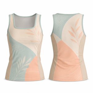 MEGAMAPLE <b>Women's</b> Blue Yellow <b>Black</b> Color Blocking V Neck <b>Tank</b> <b>Top</b> Quick Dry Sporty Knitted Sublimation Transfer Printed 100% - Product Image 1