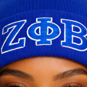 Bonnet bleu Zeta Phi Beta, broderie en chenille, vêtements de sororité grecque, bonnet d'hiver ZPB, bonnet en tricot unisexe de qualité supérieure - Product Image 6