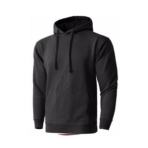 Sweat-shirt à capuche en molleton de coton noir pour homme, coupe classique, couleur unie, pull décontracté avec poche avant, vêtement d'automne - Product Image 3