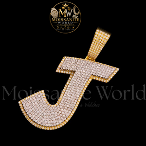 Pendentif lettre J en moissanite, plaqué or, argent sterling 925, diamant rond VVS, bijoux hip-hop, passe le testeur de diamants - Product Image 3